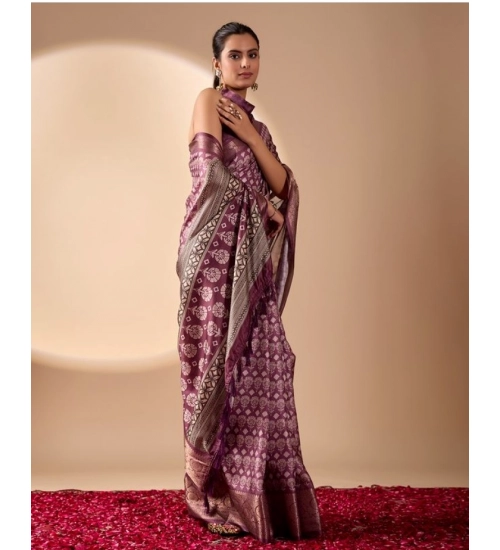 Generic Women's Faux_Banarasi Woven Saree With Unstitched Blouse 5.5Mtr (Purple)