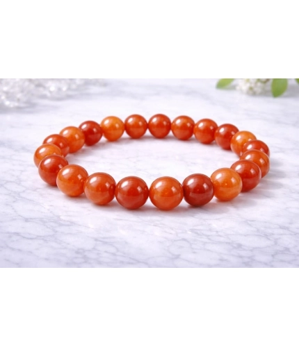 Generic Natural Crystal 8mm Carnelian Bracelet (Red)