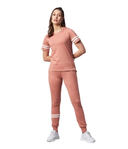 Generic Women's Cotton Striped Short Sleeve Tracksuit (Pink)
