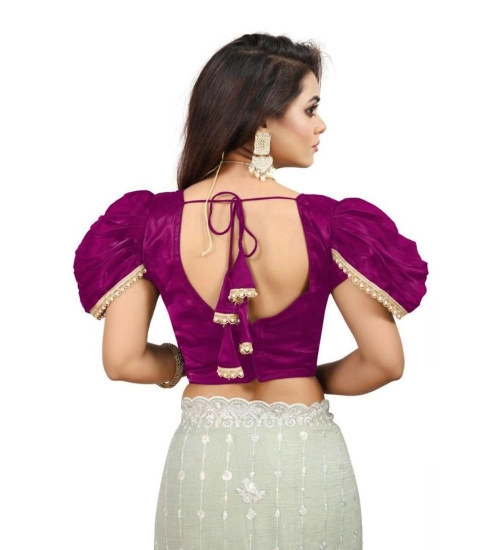 Generic Women's Jimmy Solid V Neck Puff Sleeve Readymade Blouse (Purple 38 , Alterable up to 42)-PID65843 Generic Women's Jimmy Solid V Neck Puff Sleeve Readymade Blouse (Purple 38 , Alterable up to 42)-PID65843