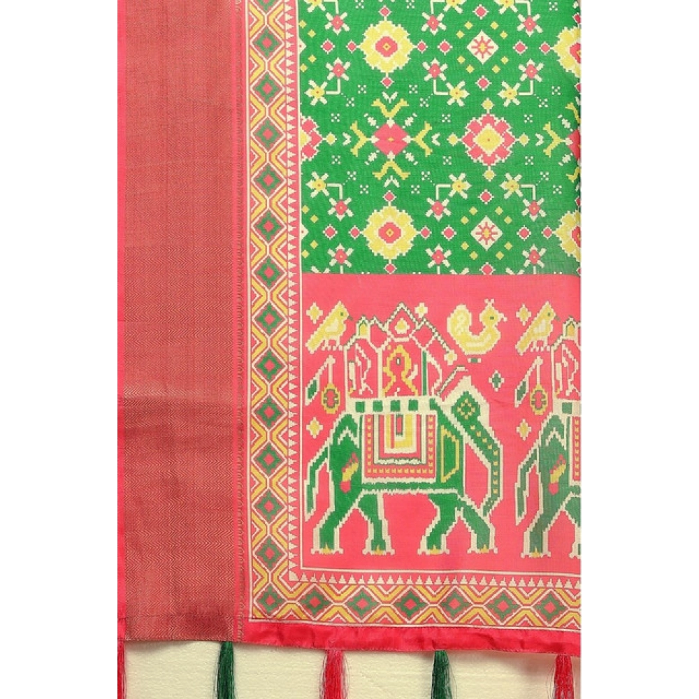 Generic Women's Cotton Silk Printed Saree With Unstitched Blouse 5.5Mtr (Green) Generic Women's Cotton Silk Printed Saree With Unstitched Blouse 5.5Mtr (Green)