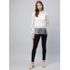 Generic Women's Lace Self Design Short Sleeve Top (White)