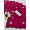 Generic Women's Chiffon Butti Dotted Saree With Unstitched Blouse 5.5Mtr (Pink)