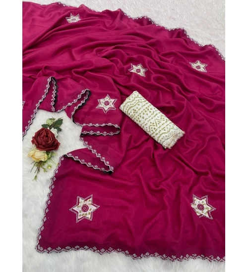 Generic Women's Chiffon Butti Dotted Saree With Unstitched Blouse 5.5Mtr (Pink) Generic Women's Chiffon Butti Dotted Saree With Unstitched Blouse 5.5Mtr (Pink)