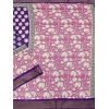 Generic Women's Cotton Blend Printed Saree With Unstitched Blouse 5.5Mtr (Purple)