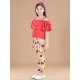 Generic Girl's Cotton Floral Elasticated Jegging and Top Set (Red) Generic Girl's Cotton Floral Elasticated Jegging and Top Set (Red)