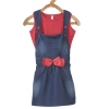Generic Girl's Denim & Cotton Bow Sleeveless Dungaree (Red) Generic Girl's Denim & Cotton Bow Sleeveless Dungaree (Red)