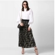 Generic Women's Georgette Chain Print Elasticated Skirt (Black-Cream) Generic Women's Georgette Chain Print Elasticated Skirt (Black-Cream)
