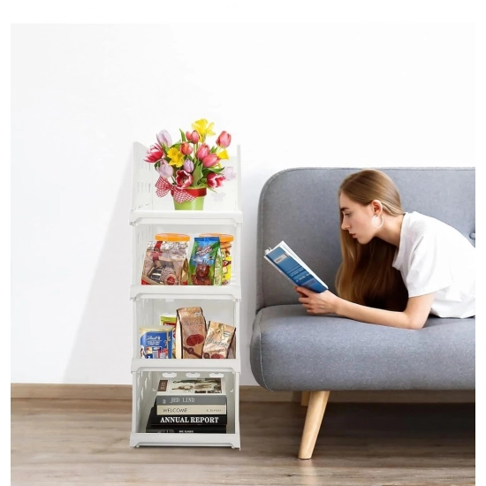 Generic Pack of 1 Plastic Foldable Stackable Storage Organizer (White) Generic Pack of 1 Plastic Foldable Stackable Storage Organizer (White)