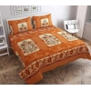 Generic Fleece Floral Printed Double Polar Warm Bedsheet with 2 Pillow Cover (Orange)