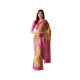 Generic Women's Faux_Linen Printed Saree With Unstitched Blouse 5.5Mtr (Gold)