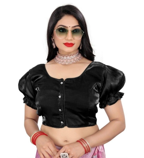 Generic Women's Jimmy Solid Designer Neck Elastic Sleeve Readymade Blouse (Black 38 , Alterable up to 42)-PID65827