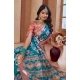 Generic Women's Printed Cotton Linen Saree withPrinted  Saree With Unstitched Blouse (Peacook Green, 5-6Mtrs)