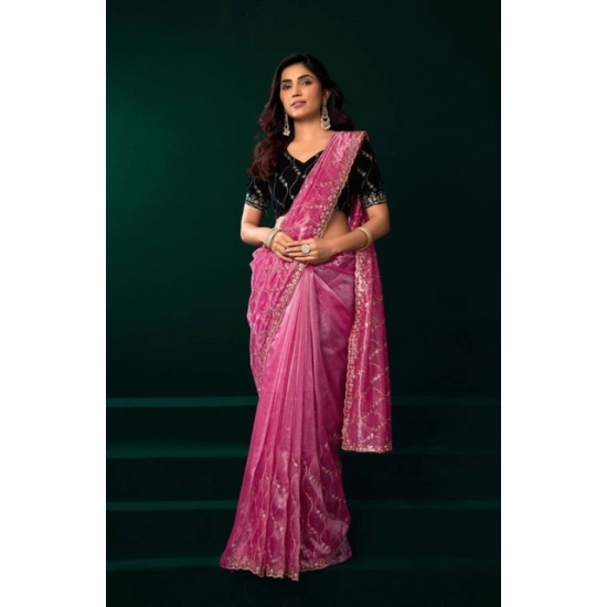 Generic Women's Net Sequence Saree With Unstitched Blouse 5.5Mtr (Light Pink) Generic Women's Net Sequence Saree With Unstitched Blouse 5.5Mtr (Light Pink)