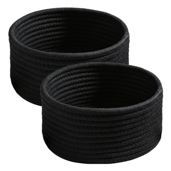 Generic Cotton 8x3 Inch Round 3 Set Bedside Organizer With Out Lid (Black)