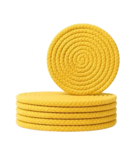Generic Cotton Rope Drink Coasters 6 Pcs Set (Yellow)