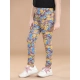 Generic Girl's Cotton Lycra Floral Elasticated Jeggings (Multicolor)