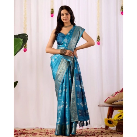 Generic Women's Faux_Banarasi_Silk Woven Saree With Unstitched Blouse 5.5Mtr (Turquoise) Generic Women's Faux_Banarasi_Silk Woven Saree With Unstitched Blouse 5.5Mtr (Turquoise)