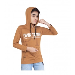 Generic Boy's Cotton Printeded Hooded Neck Hoodies (Brown)