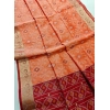 Generic Women's Raw Silk Ikkat Saree With Unstitched Blouse 5.5Mtr (Peach)
