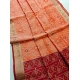 Generic Women's Raw Silk Ikkat Saree With Unstitched Blouse 5.5Mtr (Peach)
