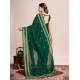 Generic Women's Vichitra Silk Embroidery Work Saree With Unstitched Blouse 5.5Mtr (Green)