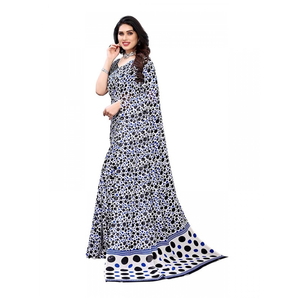 Generic Women's Georgette Printed Saree With Unstitched Blouse 5.5Mtr (Blue) Generic Women's Georgette Printed Saree With Unstitched Blouse 5.5Mtr (Blue)