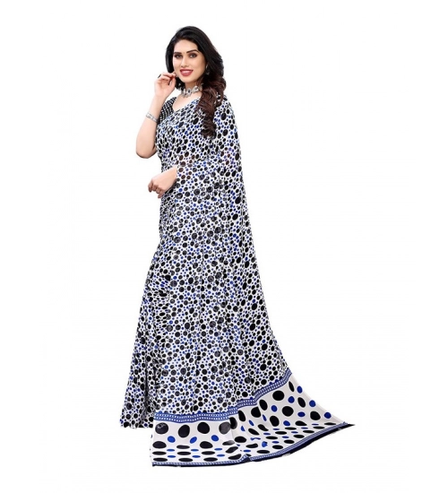 Generic Women's Georgette Printed Saree With Unstitched Blouse 5.5Mtr (Blue)
