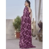 Generic Women's Chiffon Printed Saree With Unstitched Blouse 5.5Mtr (Purple)