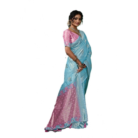 Generic Women's Linen Cotton Printed Saree With Unstitched Blouse 5.5Mtr (Sky Blue) Generic Women's Linen Cotton Printed Saree With Unstitched Blouse 5.5Mtr (Sky Blue)