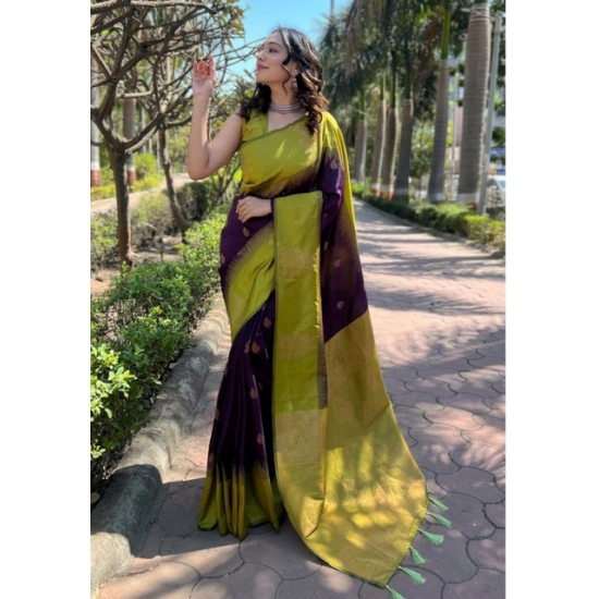 Generic Women's Soft Lichi Silk Printed Saree With Unstitched Blouse 5.5Mtr (Purple) Generic Women's Soft Lichi Silk Printed Saree With Unstitched Blouse 5.5Mtr (Purple)