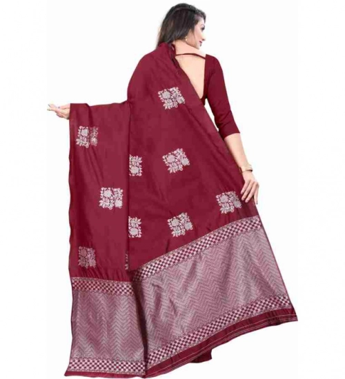 Generic Women's Soft Lichi Silk Printed Saree With Unstitched Blouse 5.5Mtr (Maroon) Generic Women's Soft Lichi Silk Printed Saree With Unstitched Blouse 5.5Mtr (Maroon)