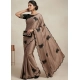 Generic Women's Viscose Silk Embroidered Saree With Unstitched Blouse 5.5Mtr (Beige)