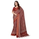Generic Women's Cotton Silk Printed Saree With Unstitched Blouse 5.5Mtr (Maroon)