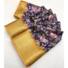 Generic Women's Cotton Silk Floral Printed Saree With Unstitched Blouse 5.5Mtr (Purple)