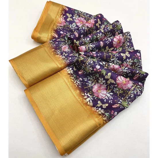Generic Women's Cotton Silk Floral Printed Saree With Unstitched Blouse 5.5Mtr (Purple) Generic Women's Cotton Silk Floral Printed Saree With Unstitched Blouse 5.5Mtr (Purple)