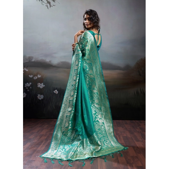 Generic Women's Silk Blend Printed Saree With Unstitched Blouse 5.5Mtr (Teal Green) Generic Women's Silk Blend Printed Saree With Unstitched Blouse 5.5Mtr (Teal Green)