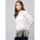 Generic Women's Lace Self Design Short Sleeve Top (White) Generic Women's Lace Self Design Short Sleeve Top (White)