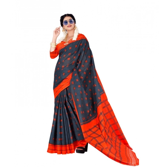 Generic Women's Soft Pure Cotton Printed Saree With Unstitched Blouse 5.5Mtr (Grey) Generic Women's Soft Pure Cotton Printed Saree With Unstitched Blouse 5.5Mtr (Grey)