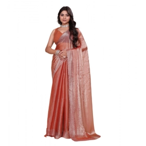 Generic Women's Jimmy choo Embellished Bollywood Saree With Unstitched Blouse 5.5Mtr (Orange)