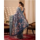 Generic Women's Faux_Silk Printed Saree With Unstitched Blouse 5.5Mtr (Blue)