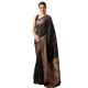Generic Women's Soft Silk Jacquard Saree With Unstitched Blouse 5.5Mtr (Black)