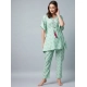 Generic Women's Rayon Floral Kaftan Sleeve Night Suit (Green - Pink) Generic Women's Rayon Floral Kaftan Sleeve Night Suit (Green - Pink)