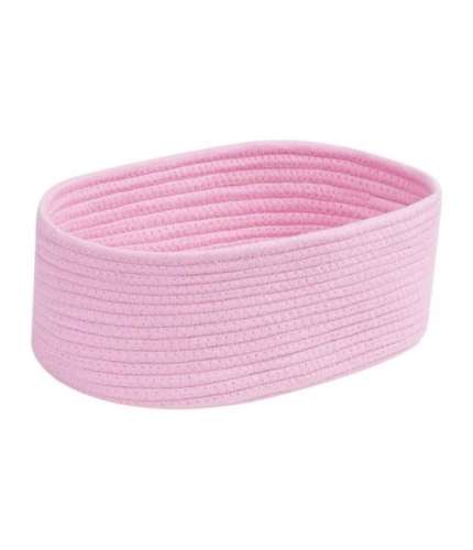 Generic Cotton Oval 10x7x5 Inch Bedside Organizer With Out Lid (Pink)