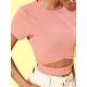 Generic Women's Polyester Lycra Solid Short Sleeve Top (Pink) Generic Women's Polyester Lycra Solid Short Sleeve Top (Pink)