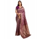 Generic Women's Jacquard Printed Saree With Unstitched Blouse 5.5Mtr (Purple)