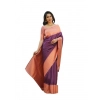 Generic Women's Soft Lichi Silk Printed Saree With Unstitched Blouse 5.5Mtr (Purple)