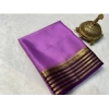Generic Women's Crepe Chit Pallu Solid Saree With Unstitched Blouse 5.5Mtr (Dark Purple)