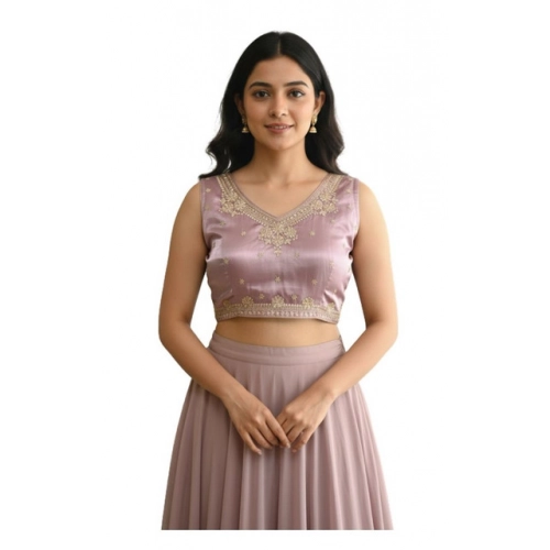 Generic Women's Zimmi Choo Embroidered V-Neck Padded Blouse (Lavender 38 Ready (Self Alterable 36–40)