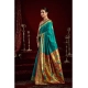 Generic Women's Silk Blend Woven Saree With Unstitched Blouse 5.5 Mtr (Aqua_Blue)